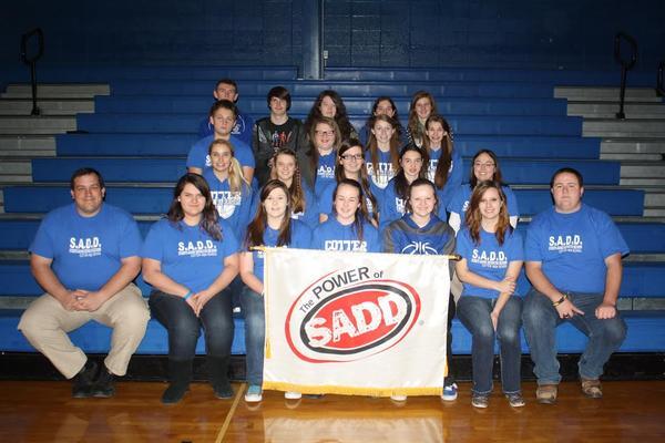 Students holding SADD sign